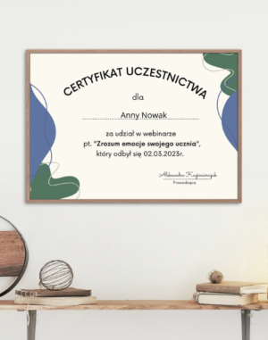 Certyfikat uczestnictwa webinaru